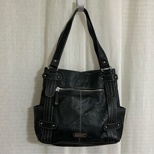 Ellen Tracy Black Faux Leather Large Tote